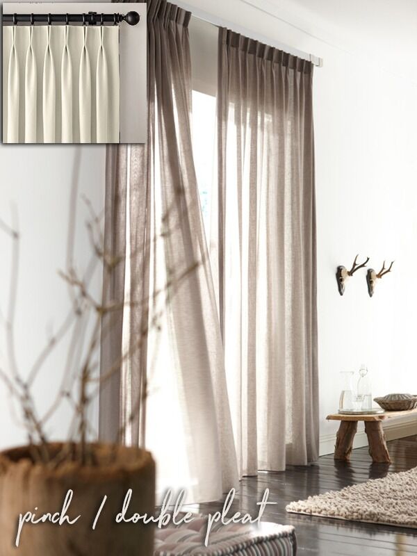 rod pocket curtain; double pleat curtain; triple pleat curtain